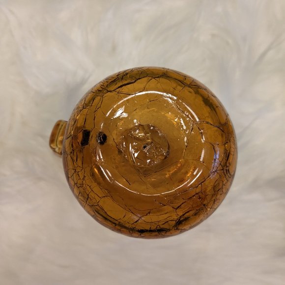 Vintage 1960's Amber Crackle Glass Pitcher and Vase (SET) - Picture 4 of 7